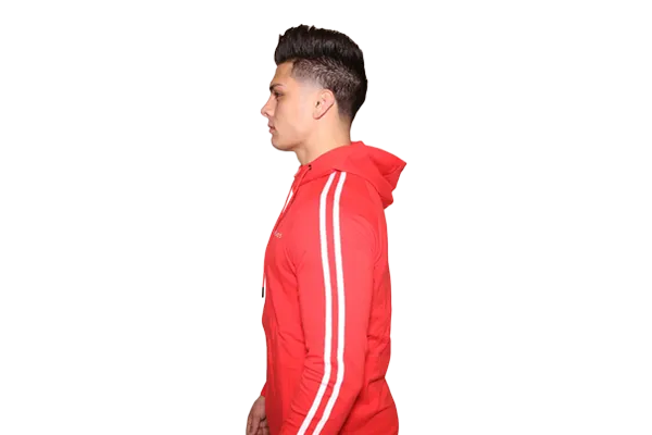 Zip Up Jacket: Red (with White stripes)